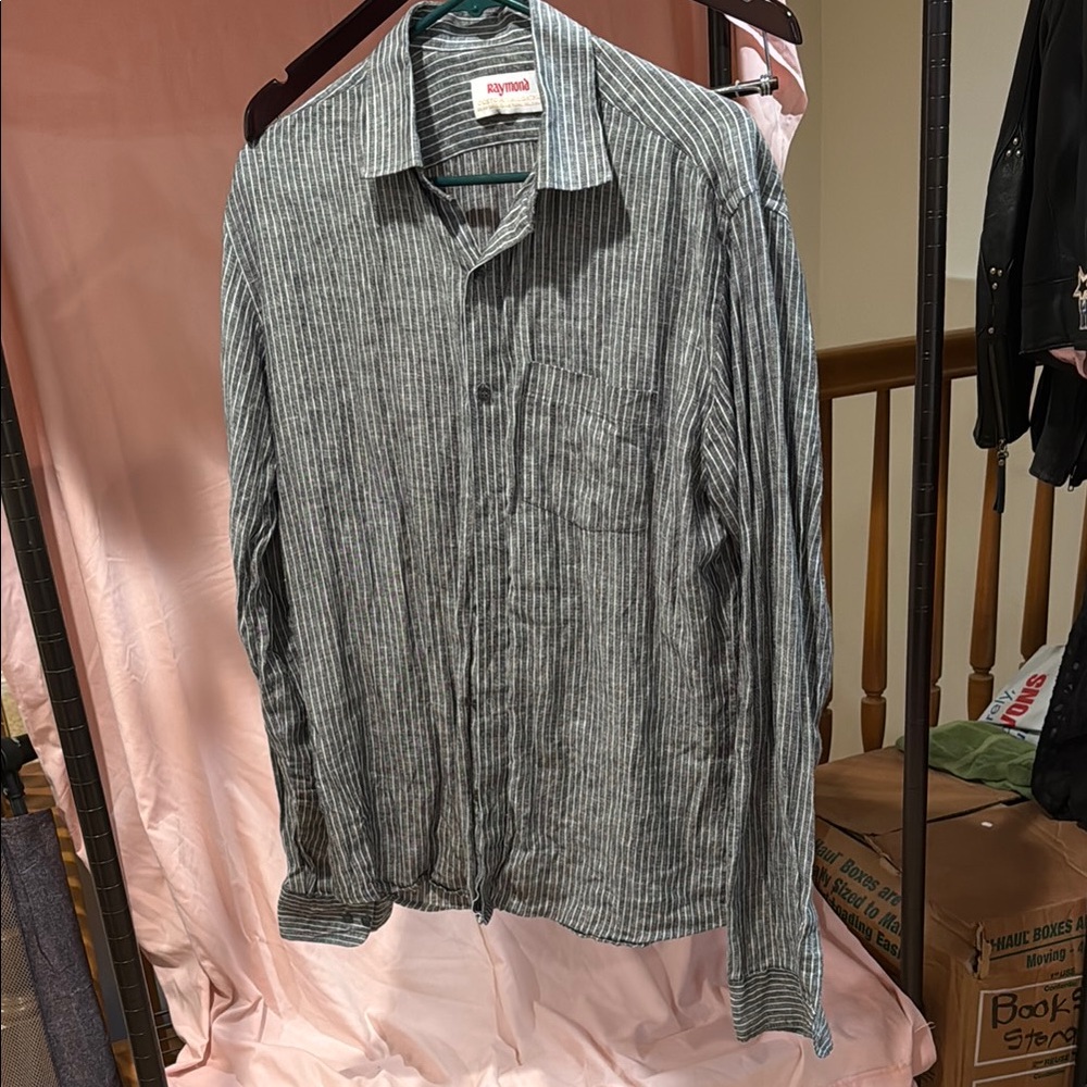 Handmade, Custom Tailored, Striped Black Men's Shirt by Raymond, Belgaum, India